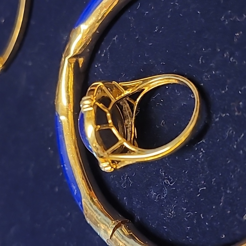 14k Vintage Blue Lapis Lazuli and Diamonds - Picture 11 of 11